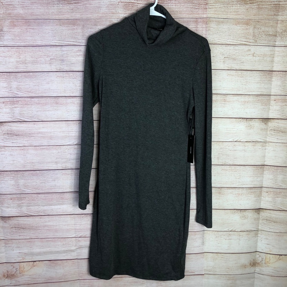 Lulus Gray Turtleneck Sweater Dress SzL